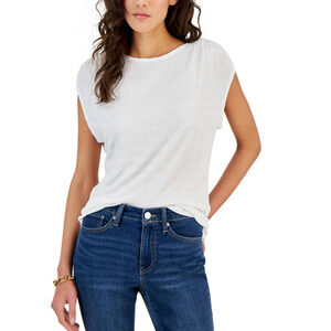 Tommy Hilfiger Women's Cap-Sleeve Crewneck T-Shirt White SIZE: L